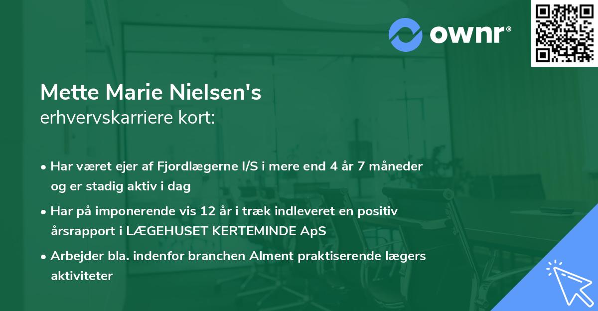 Mette Marie Nielsen's erhvervskarriere kort