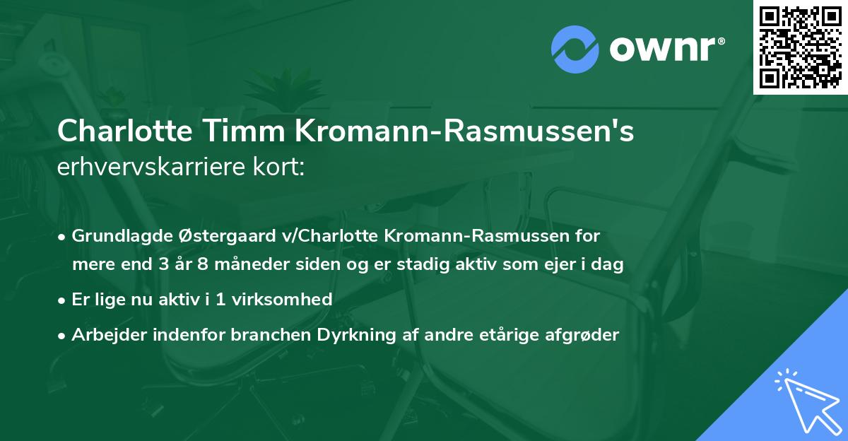 Charlotte Timm Kromann-Rasmussen's erhvervskarriere kort