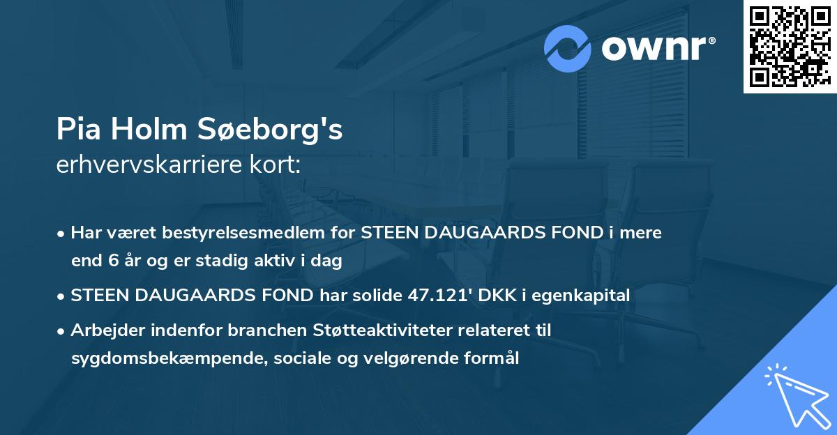 Pia Holm Søeborg's erhvervskarriere kort