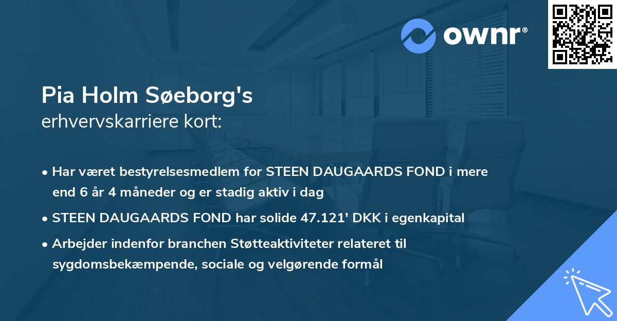 Pia Holm Søeborg's erhvervskarriere kort