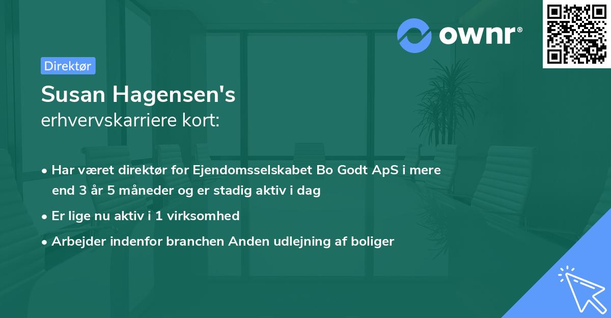 Susan Hagensen's erhvervskarriere kort