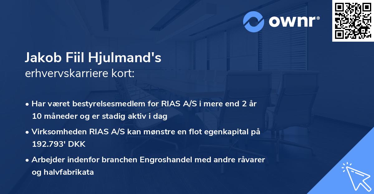 Jakob Fiil Hjulmand's erhvervskarriere kort