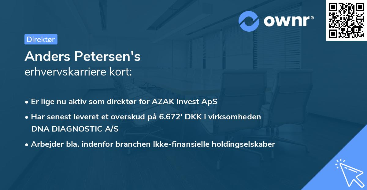 Anders Petersen's erhvervskarriere kort