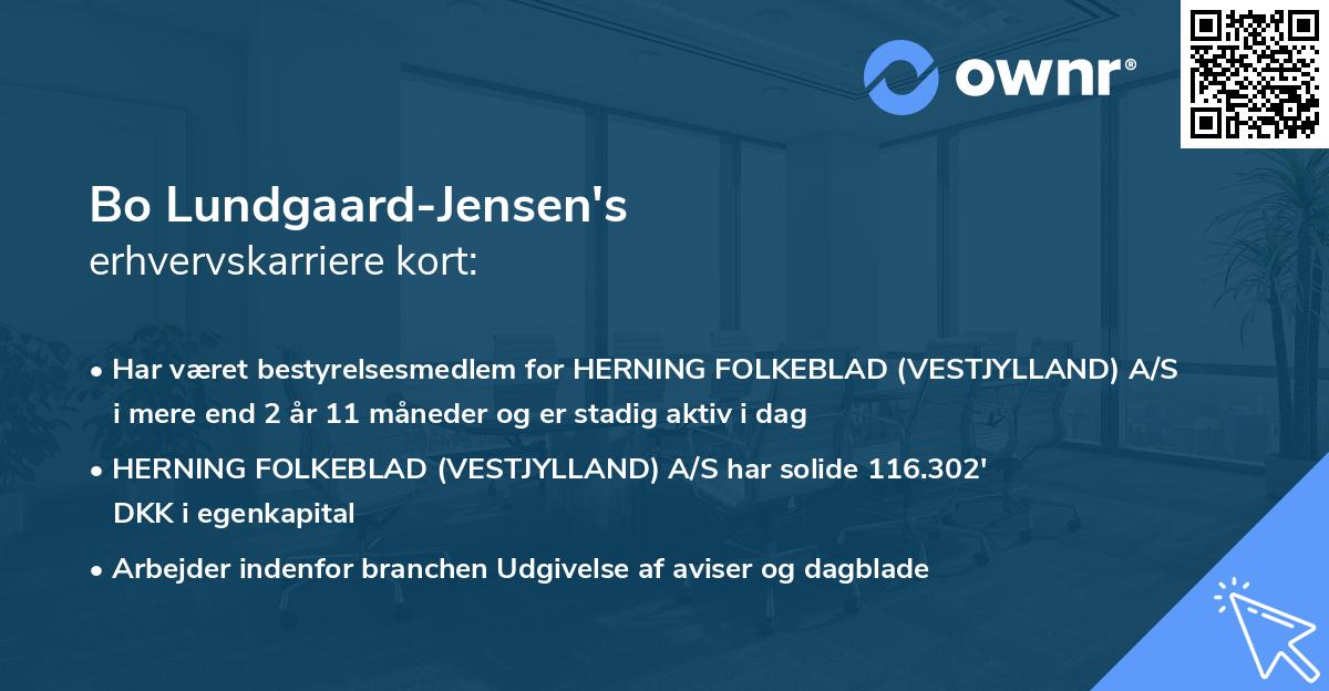 Bo Lundgaard-Jensen's erhvervskarriere kort