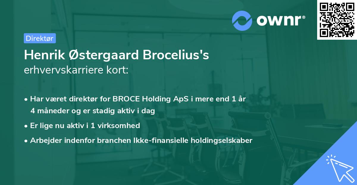 Henrik Østergaard Brocelius's erhvervskarriere kort