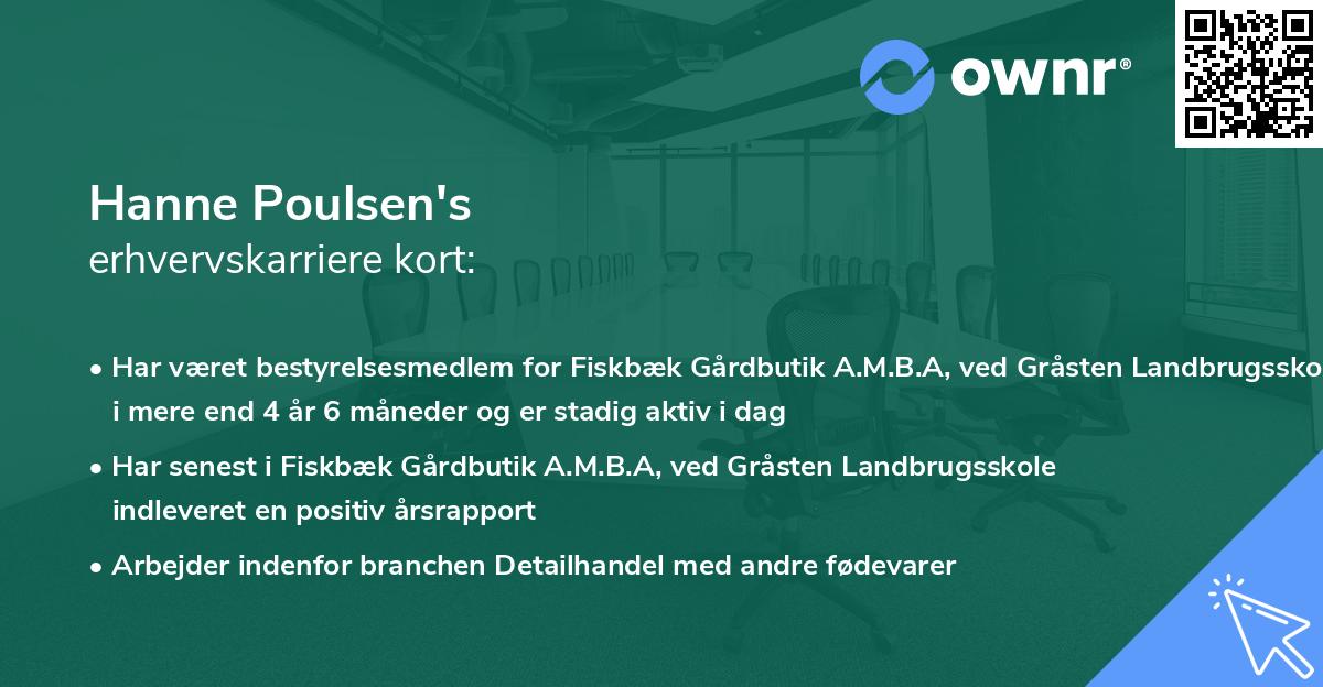 Hanne Poulsen's erhvervskarriere kort