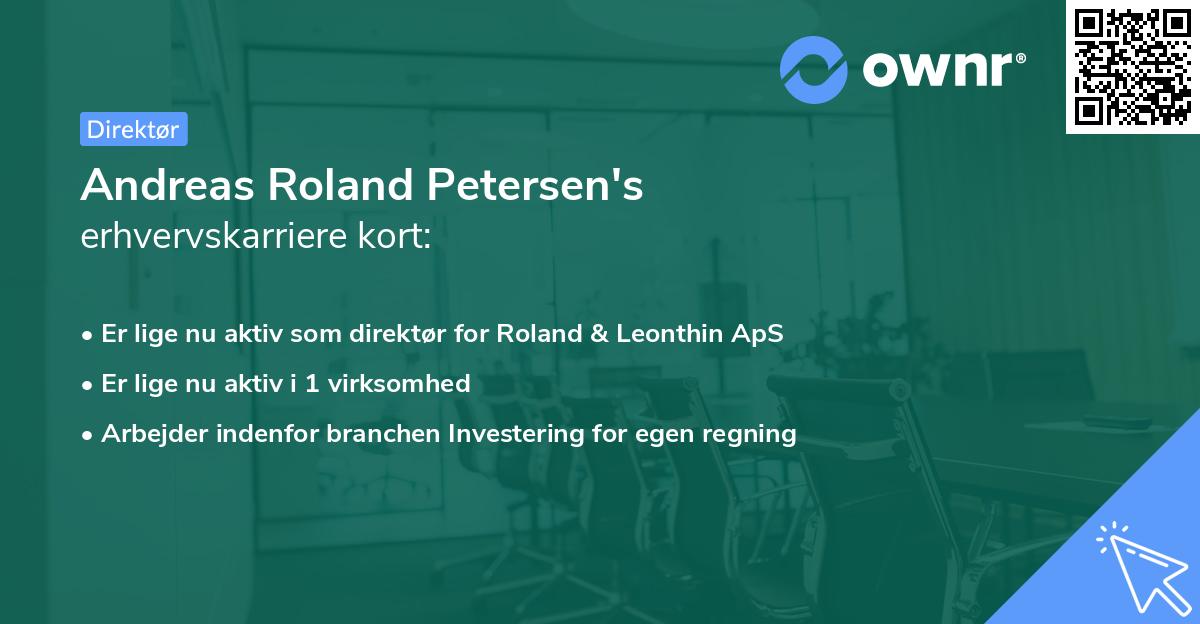 Andreas Roland Petersen's erhvervskarriere kort