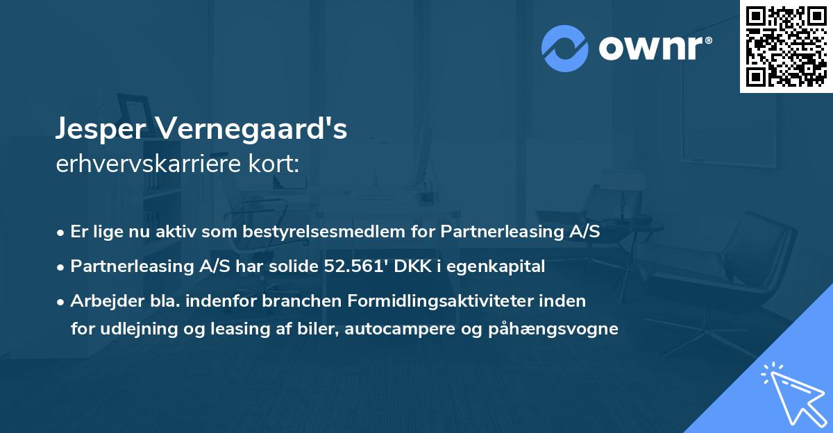 Jesper Vernegaard's erhvervskarriere kort