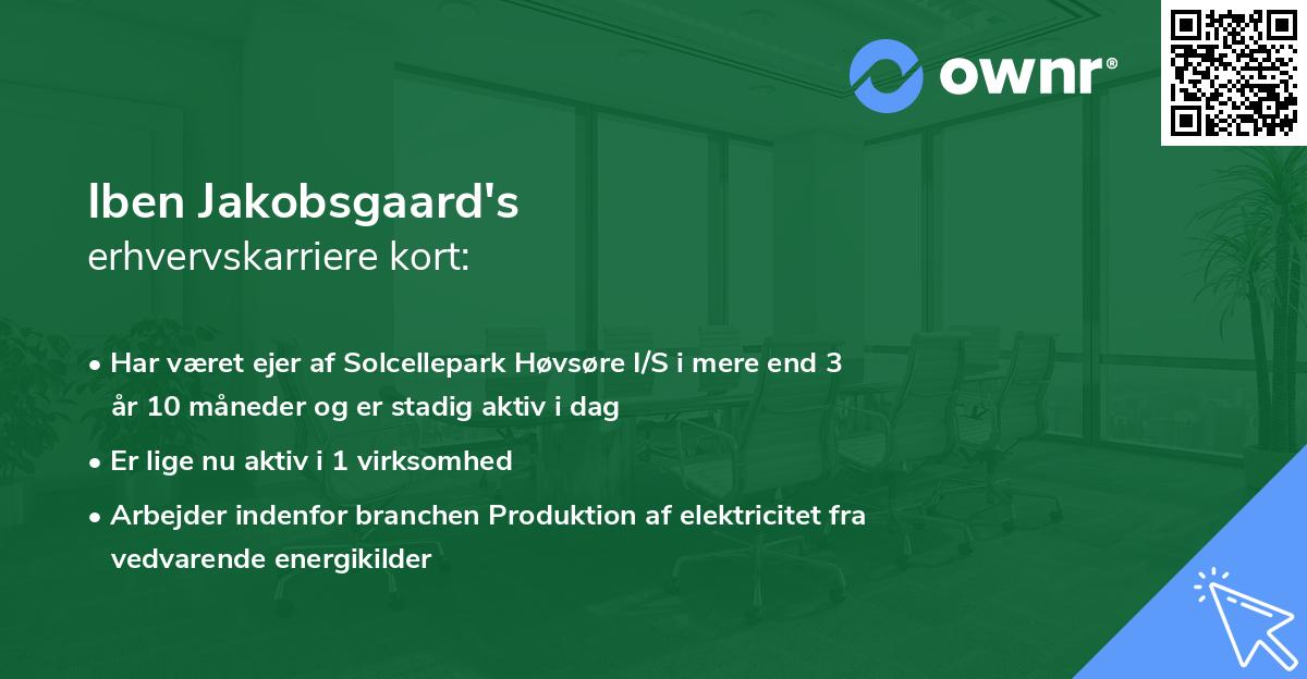 Iben Jakobsgaard's erhvervskarriere kort