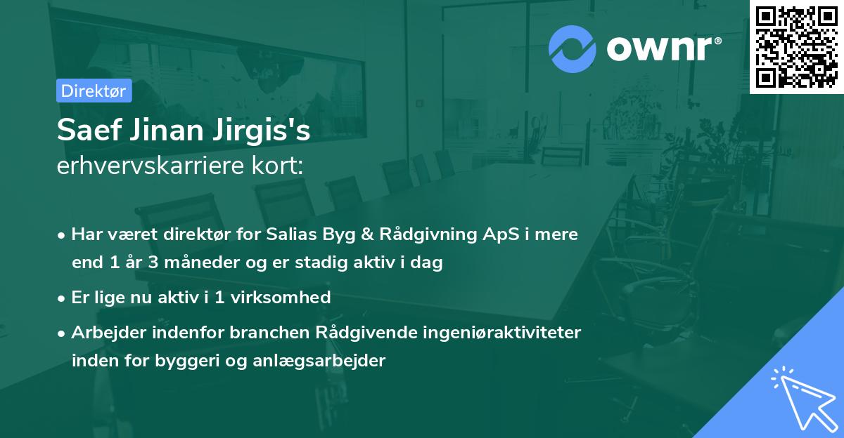 Saef Jinan Jirgis's erhvervskarriere kort