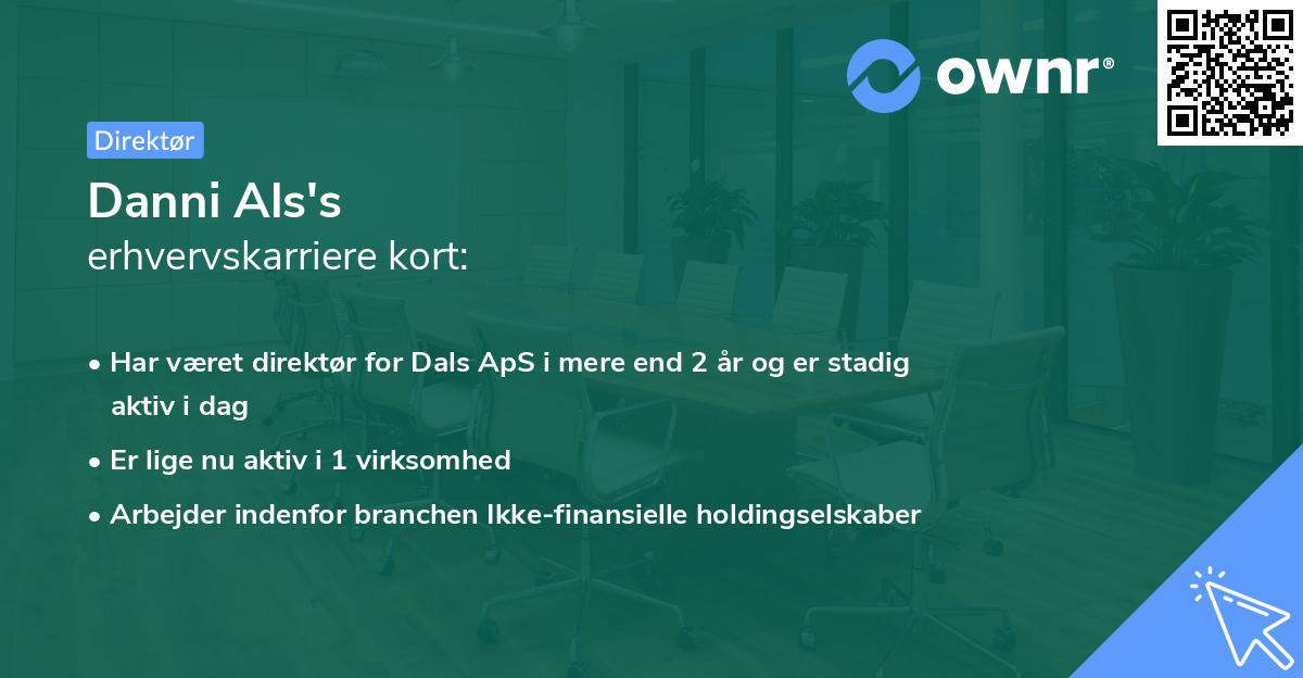 Danni Als's erhvervskarriere kort