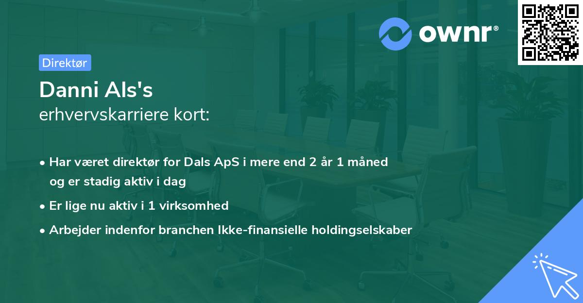 Danni Als's erhvervskarriere kort