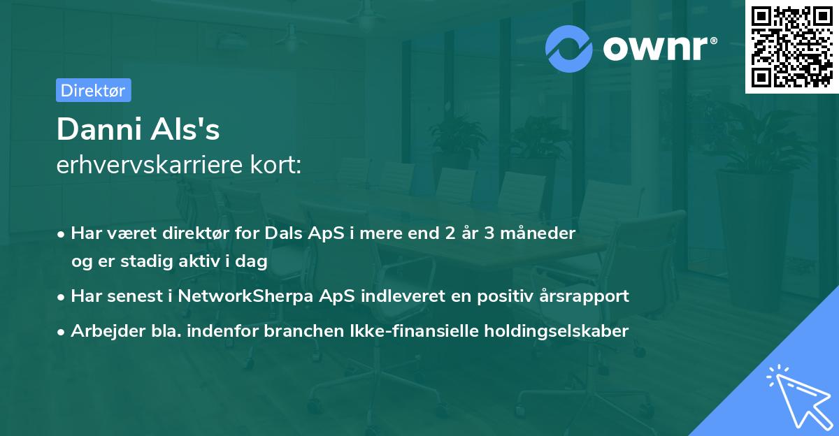 Danni Als's erhvervskarriere kort
