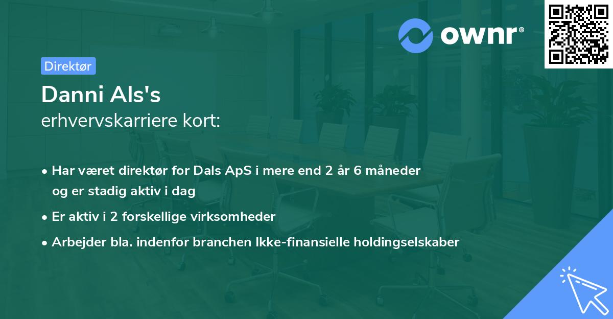 Danni Als's erhvervskarriere kort