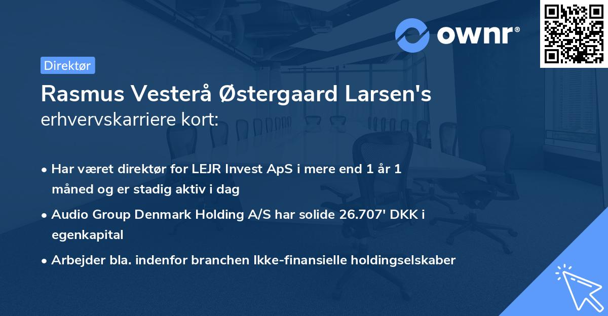 Rasmus Vesterå Østergaard Larsen's erhvervskarriere kort