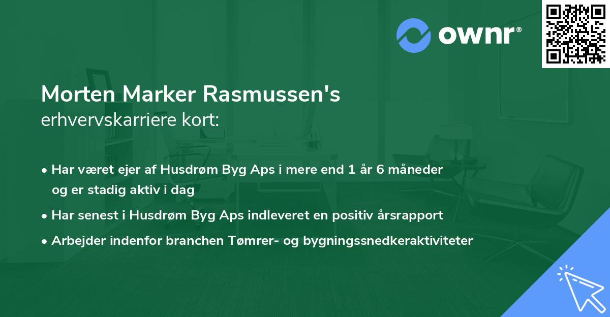 Morten Marker Rasmussen's erhvervskarriere kort