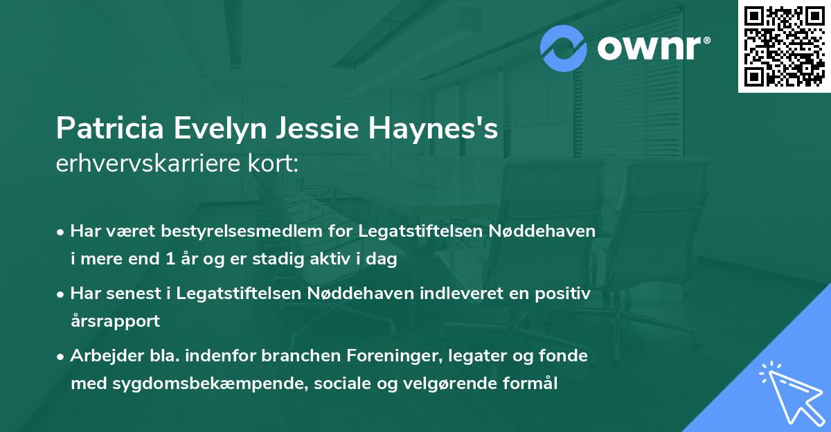 Patricia Evelyn Jessie Haynes's erhvervskarriere kort