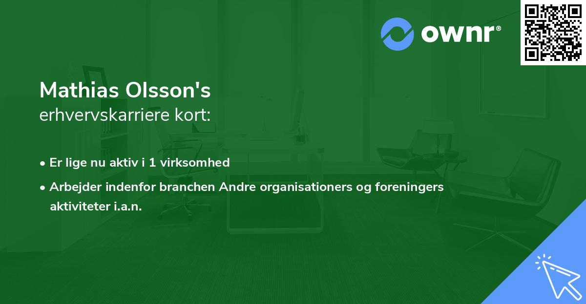 Mathias Olsson's erhvervskarriere kort