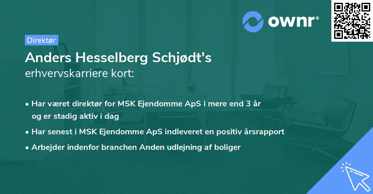 Anders Hesselberg Schjødt's erhvervskarriere kort