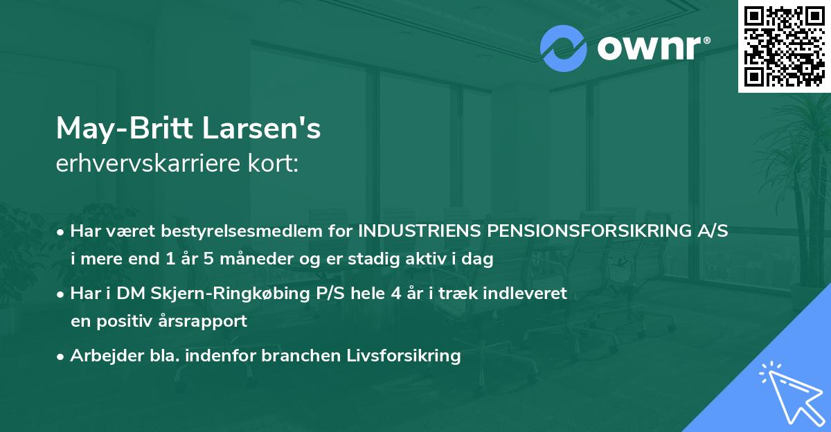 May-Britt Larsen's erhvervskarriere kort