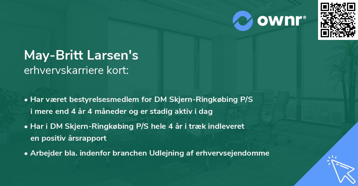 May-Britt Larsen's erhvervskarriere kort