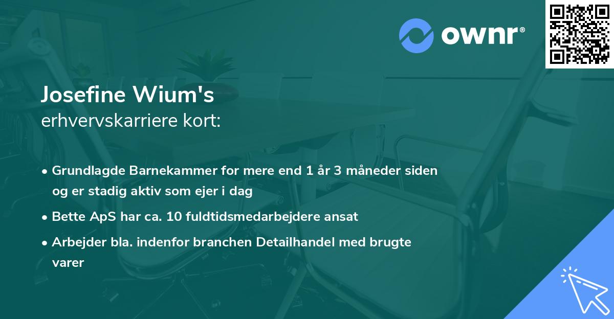 Josefine Wium's erhvervskarriere kort