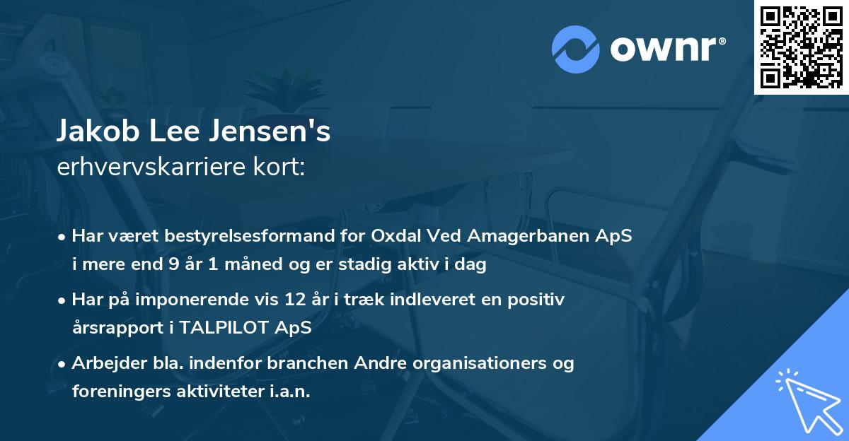 Jakob Lee Jensen's erhvervskarriere kort