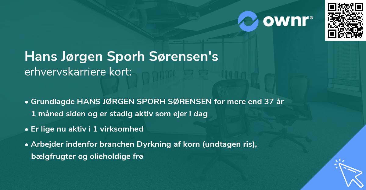 Hans Jørgen Sporh Sørensen's erhvervskarriere kort