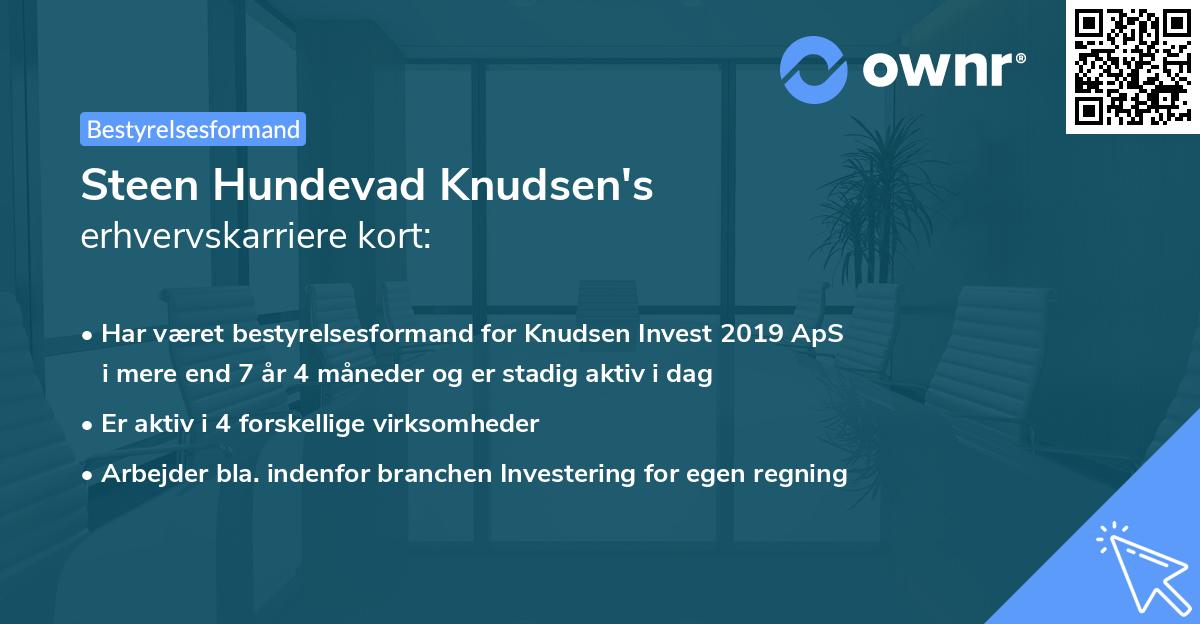 Steen Hundevad Knudsen's erhvervskarriere kort