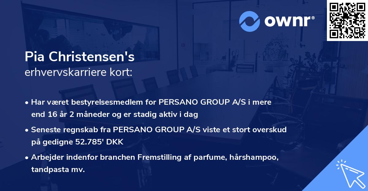 Pia Christensen's erhvervskarriere kort