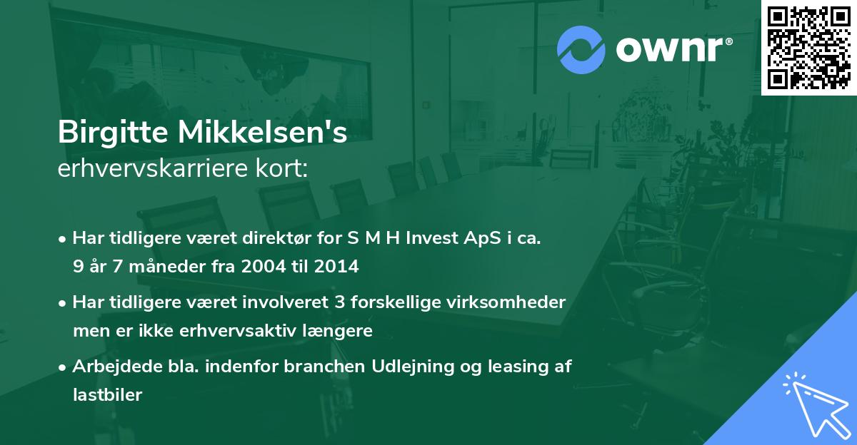 Birgitte Mikkelsen's erhvervskarriere kort