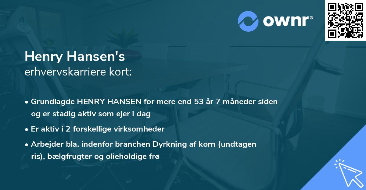 Henry Hansen's erhvervskarriere kort