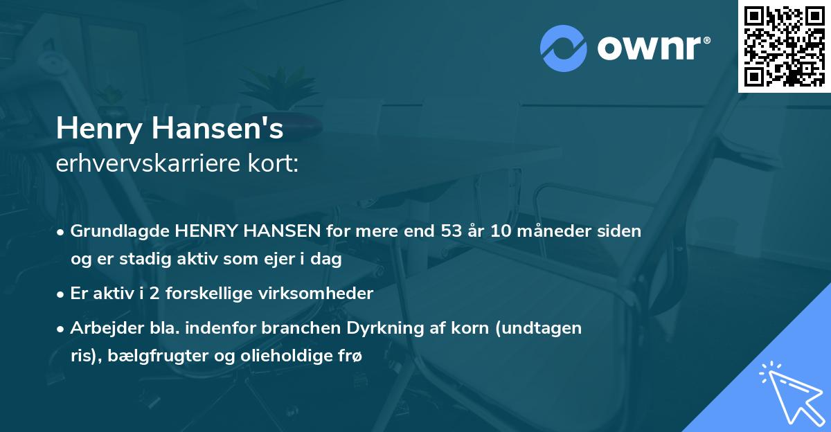 Henry Hansen's erhvervskarriere kort