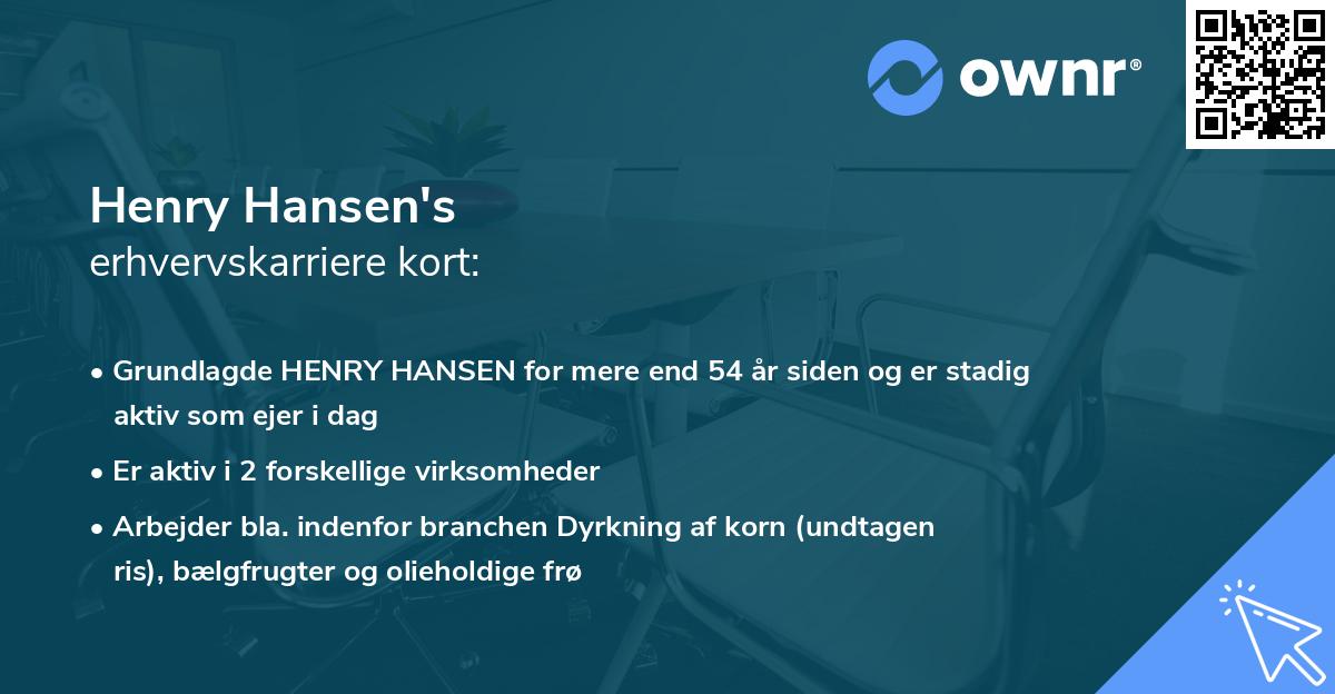 Henry Hansen's erhvervskarriere kort