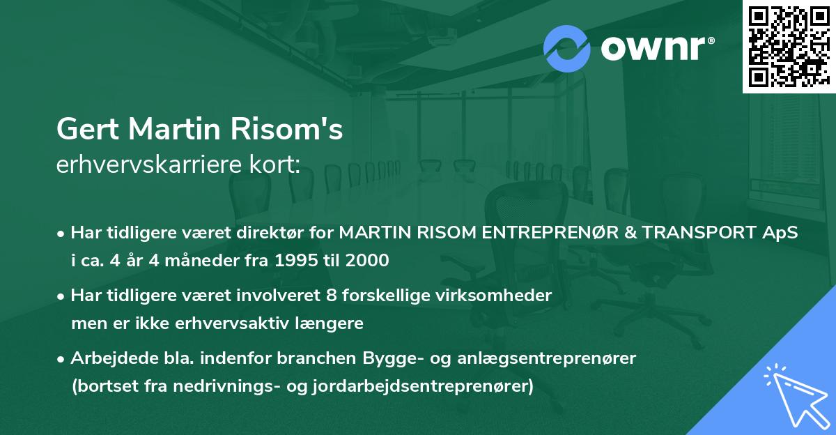 Gert Martin Risom's erhvervskarriere kort