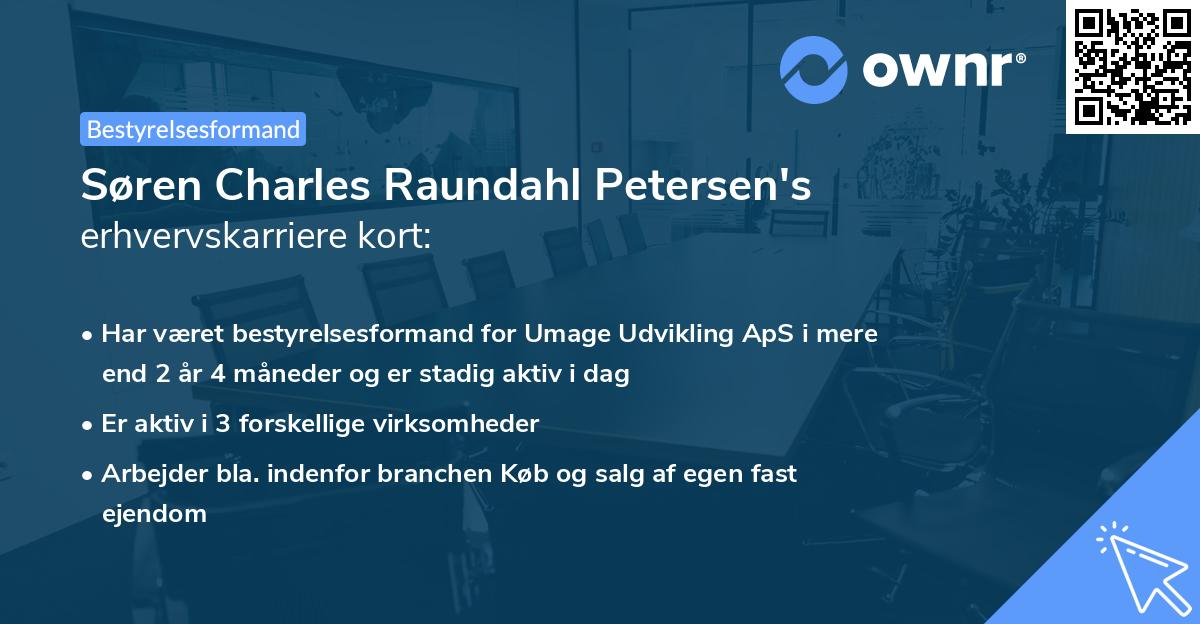 Søren Charles Raundahl Petersen's erhvervskarriere kort