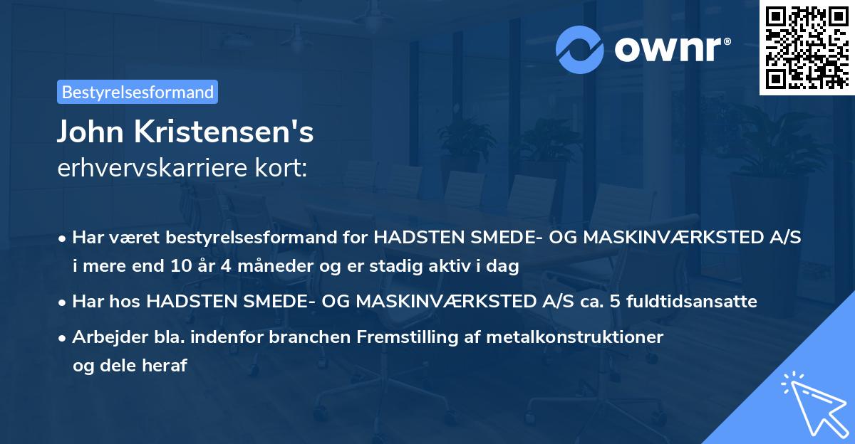 John Kristensen's erhvervskarriere kort