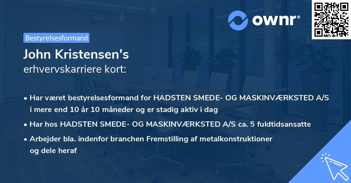 John Kristensen's erhvervskarriere kort