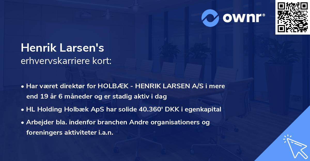 Henrik Larsen's erhvervskarriere kort