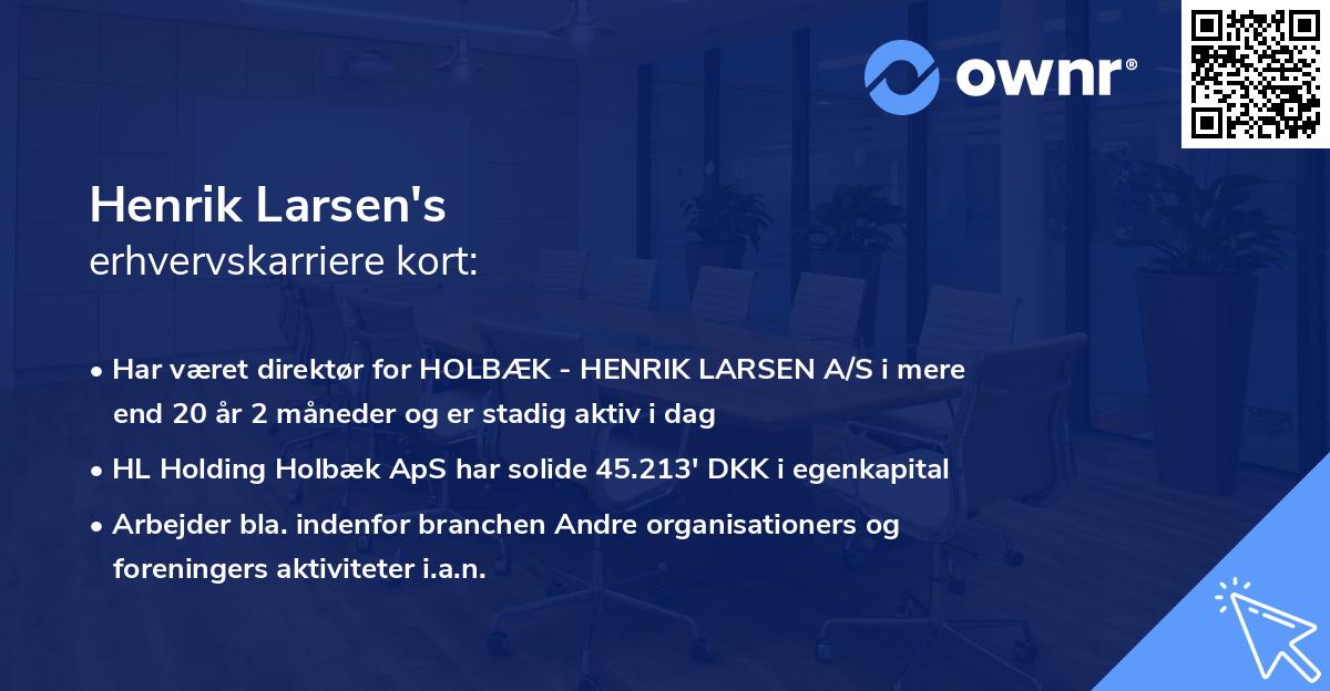 Henrik Larsen's erhvervskarriere kort