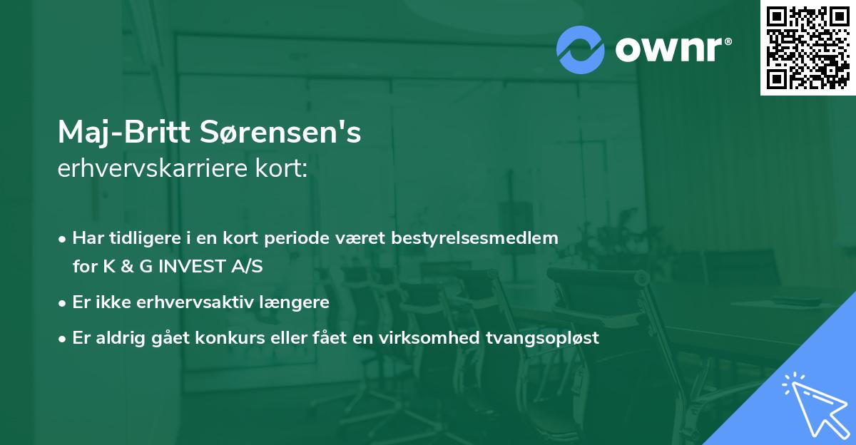 Maj-Britt Sørensen's erhvervskarriere kort