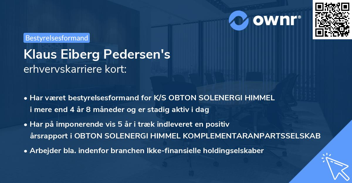 Klaus Eiberg Pedersen's erhvervskarriere kort