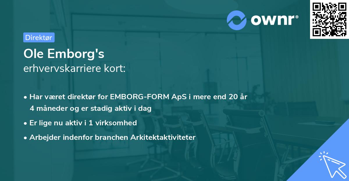 Ole Emborg's erhvervskarriere kort