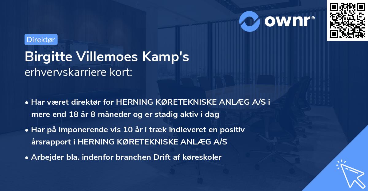 Birgitte Villemoes Kamp's erhvervskarriere kort