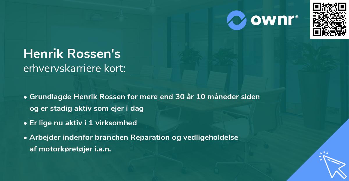 Henrik Rossen's erhvervskarriere kort