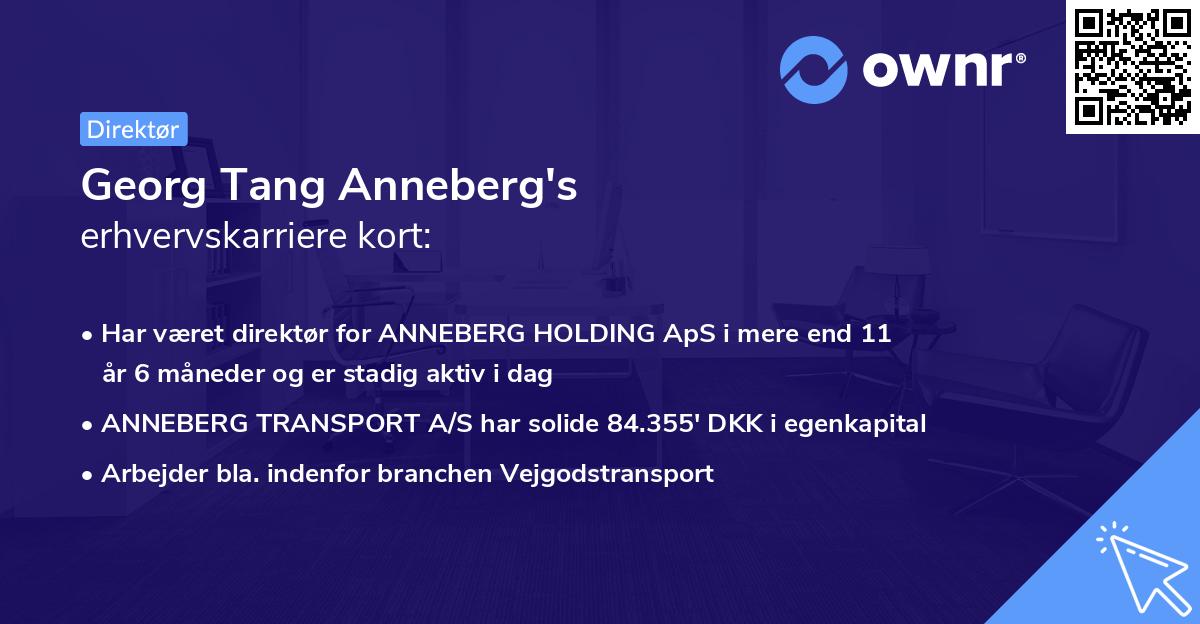 Georg Tang Anneberg's erhvervskarriere kort