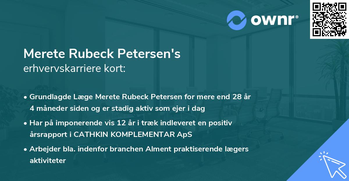 Merete Rubeck Petersen's erhvervskarriere kort