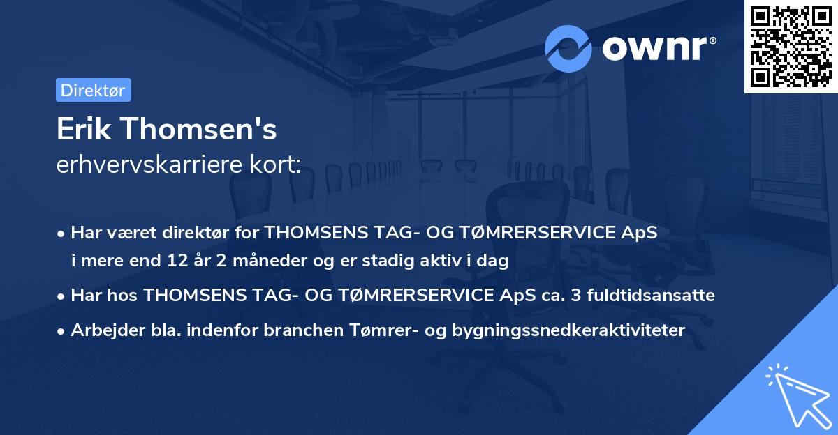 Erik Thomsen's erhvervskarriere kort