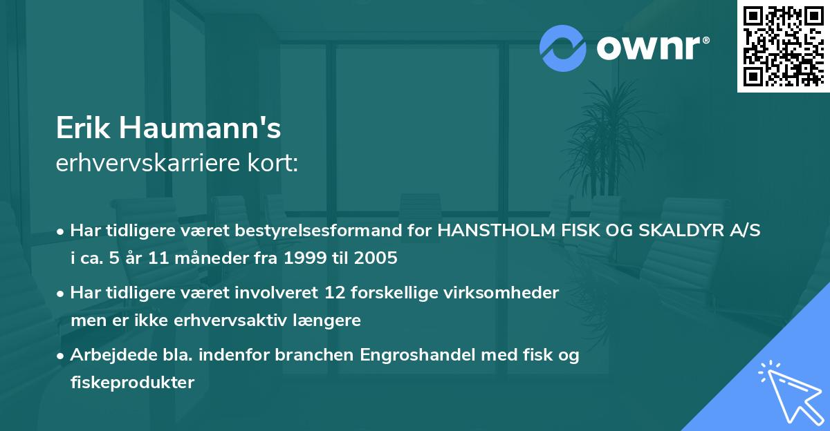 Erik Haumann's erhvervskarriere kort