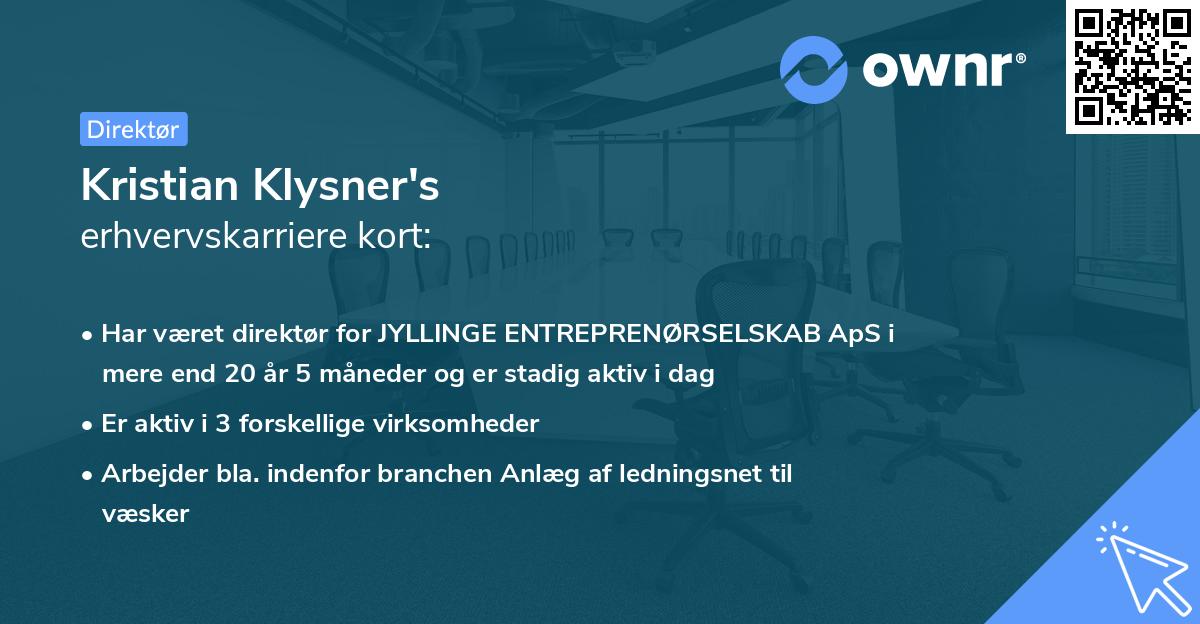 Kristian Klysner's erhvervskarriere kort